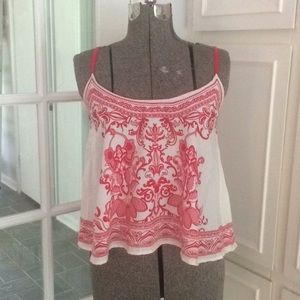 Flying Tomato Flowy Red and White Tank